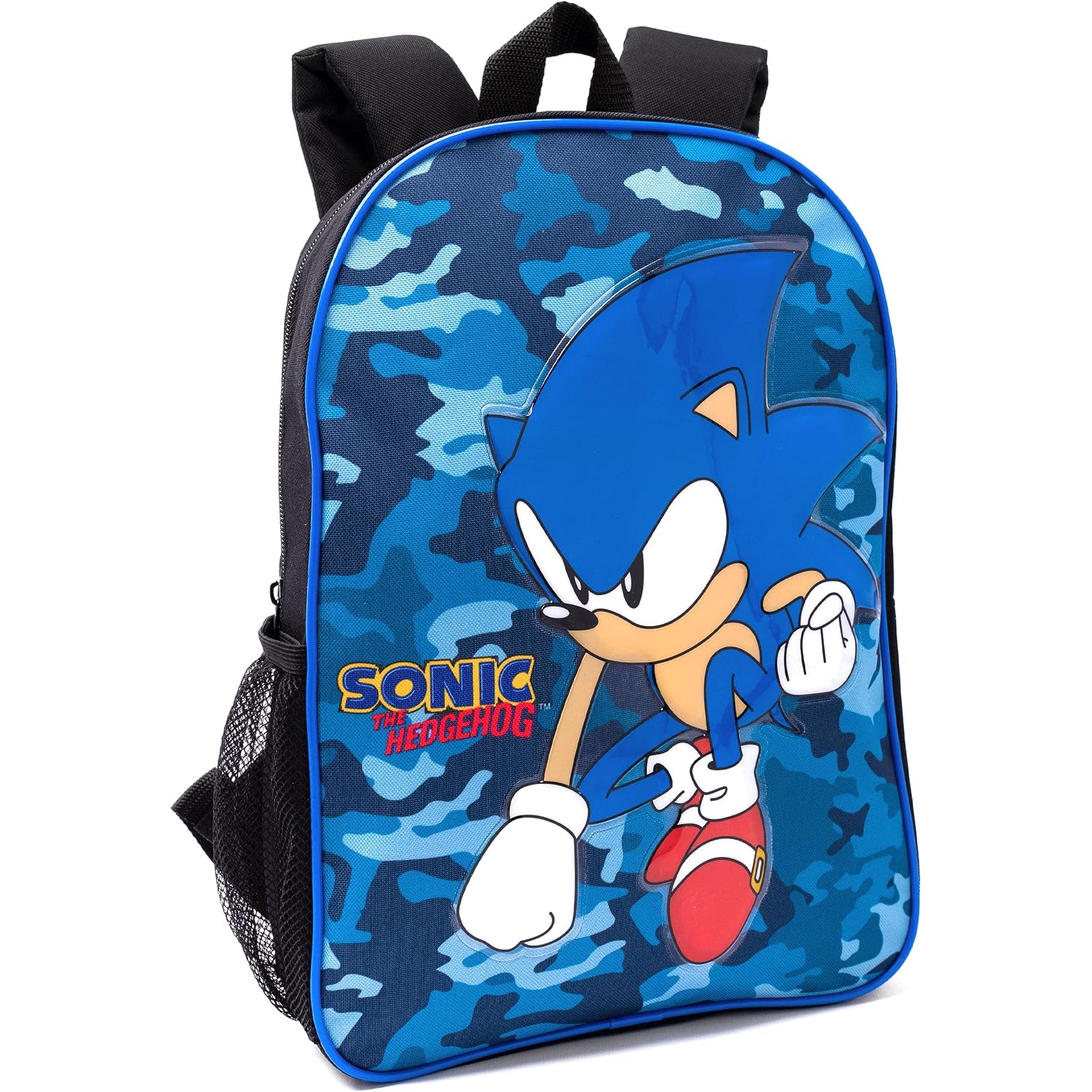 Sonic The Hedgehog Boys Backpack | Kids Navy Camo School Rucksack Pencil Case, Water Bottle | Game Merchandise, Blue, One Size, ['Rucksack']