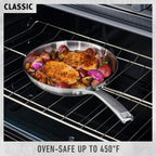 Calphalon Classic Stainless Steel Cookware Set, 10-Piece, Impact-Bonded Aluminum Base, Stay-Cool Handles, Oven Safe 450F, Silver