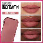 Maybelline Super Stay Ink Crayon Lipstick Makeup, Precision Tip Matte Lip Crayon With Built-In Sharpener, Longwear Up To 8Hrs, Lead The Way, Pink Beige, 1 Count