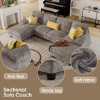 Furmax Sectional Couches For Living Room, U-Shaped Sofa Couch With Linen Fabric, 4 Seat Sofa Set With Double Chaise For Apartment (Chenille, Grey)