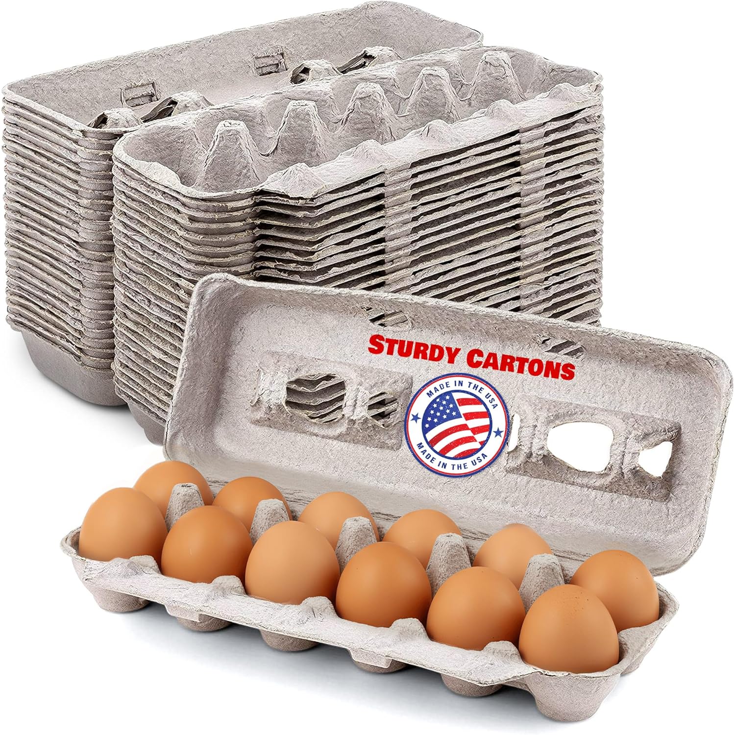 MT Products Blank Natural Pulp Egg Cartons Holds Up to Twelve Eggs - 1 Dozen - Strong Sturdy Egg Crate Cardboard Material Perfect For Storing Extra Eggs (25 Pieces) - Made in the USA