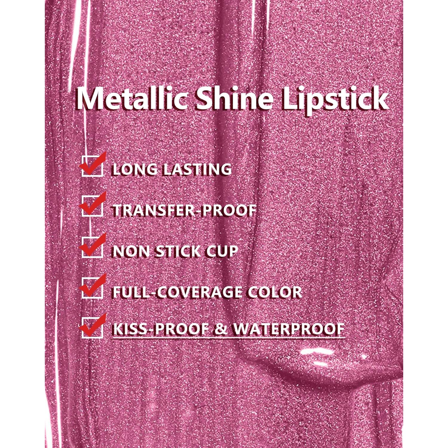 MAKI YIKA Metallic Pink Lipstick for Women Nude Lipsticks for Mother Long Lasting Shine Glitter Lipstick No Smudge No Transfer Liquid Lip Gloss (BR010 Sweet Sugar)
