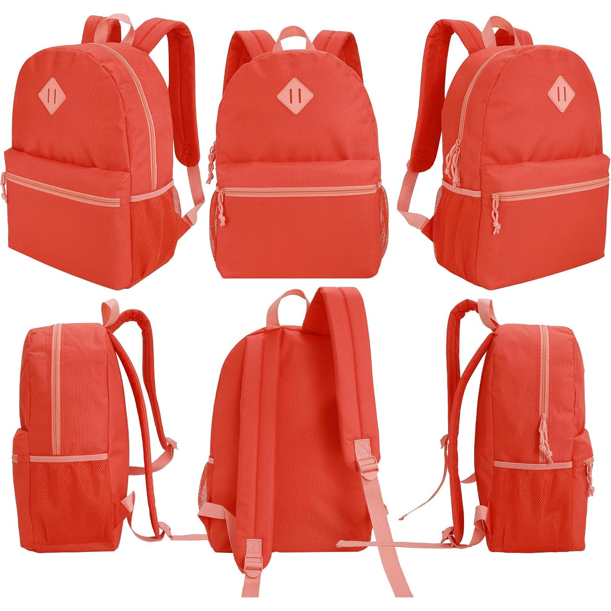 12-Pack 17" Bulk Backpacks For School, Assorted 12 Colors, Durable Bookbags For Students, School Drives, Donations, And Giveaways
