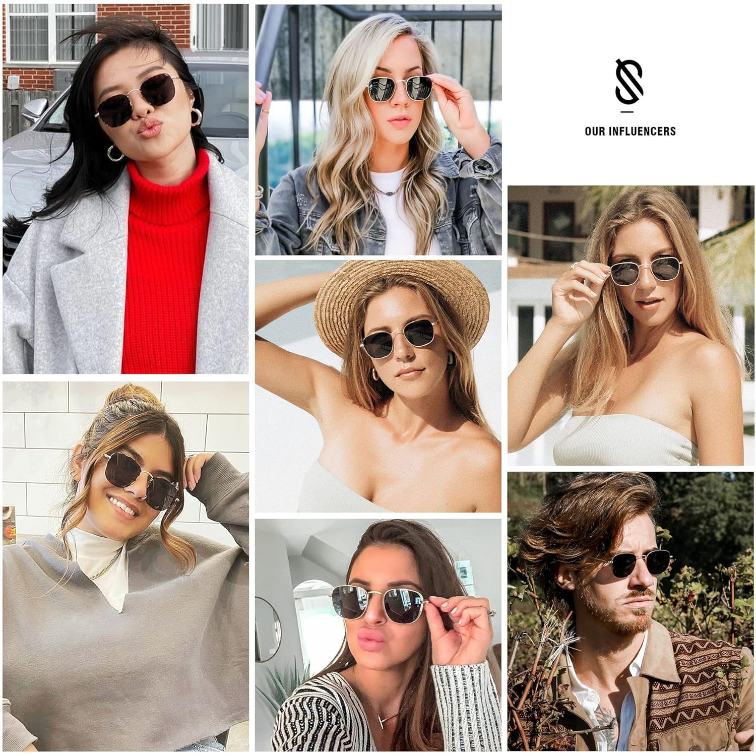 SOJOS Square Polarized Sunglasses for Men Women Classic Vintage Retro Style SJ1143