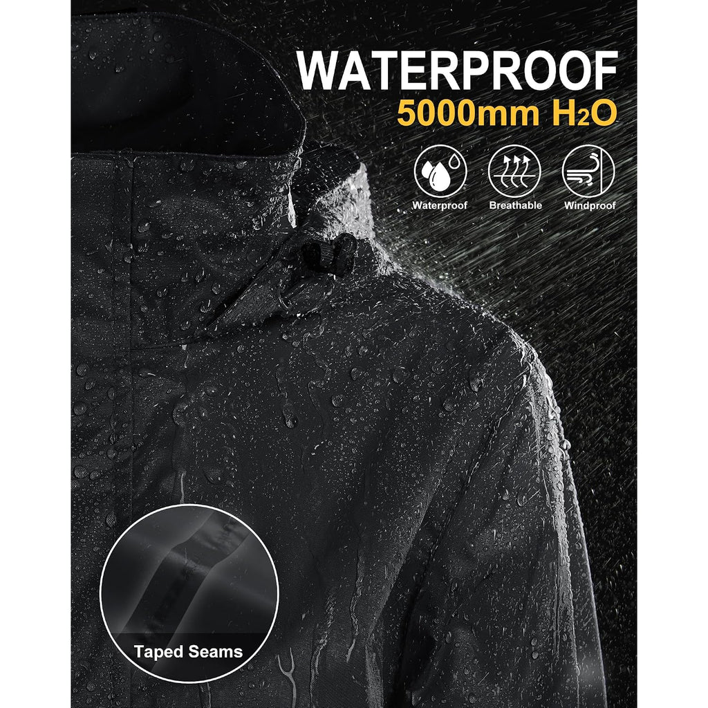 33,000Ft Women'S Rain Jacket Waterproof Lightweight Packable Raincoat With Hood For Golf Hiking Travel Windbreaker