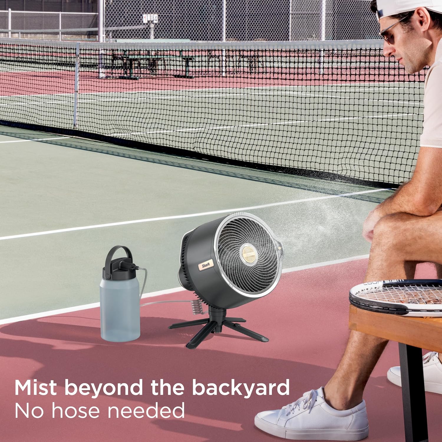 Shark Flexbreeze Pro Mist Fan, Indoor & Outdoor Oscillating Cooling Fan With Misting For Home & Patio, Floor & Tabletop, Portable Cordless & Corded, 24Hr Battery, Remote, Charcoal Grey, Fa302
