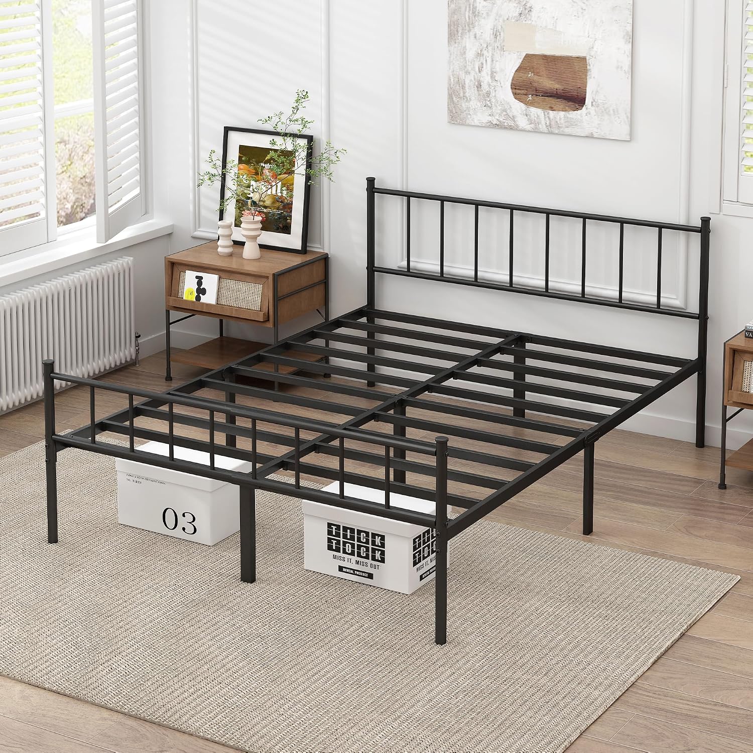 Queen Metal Bed Frame,Steel Slat Support,Noise Free,Easy Assembly