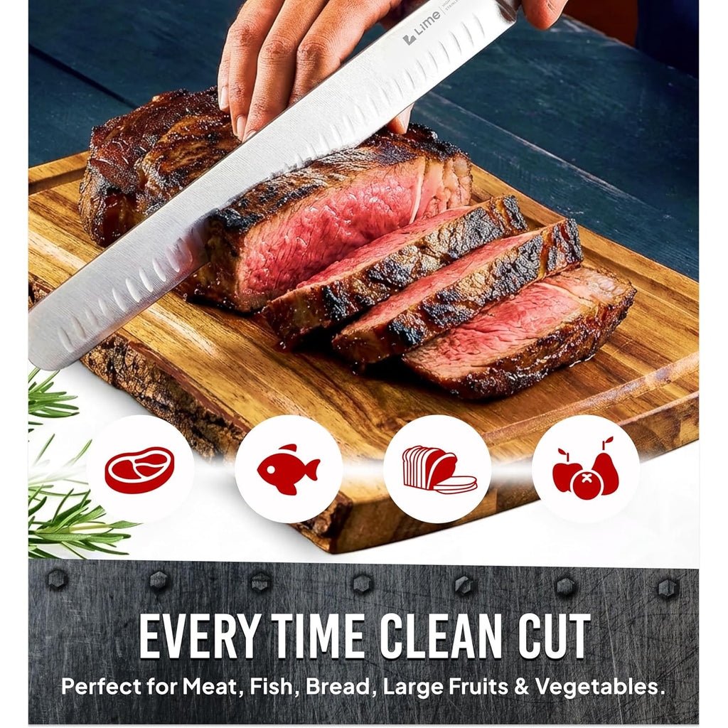 Bright Hobby Brisket Slicing Knife – 12" Brisket Knife, BBQ, Grilling Gifts For Men – Razor Sharp German Steel, Full Tang, Ergonomic Handle
