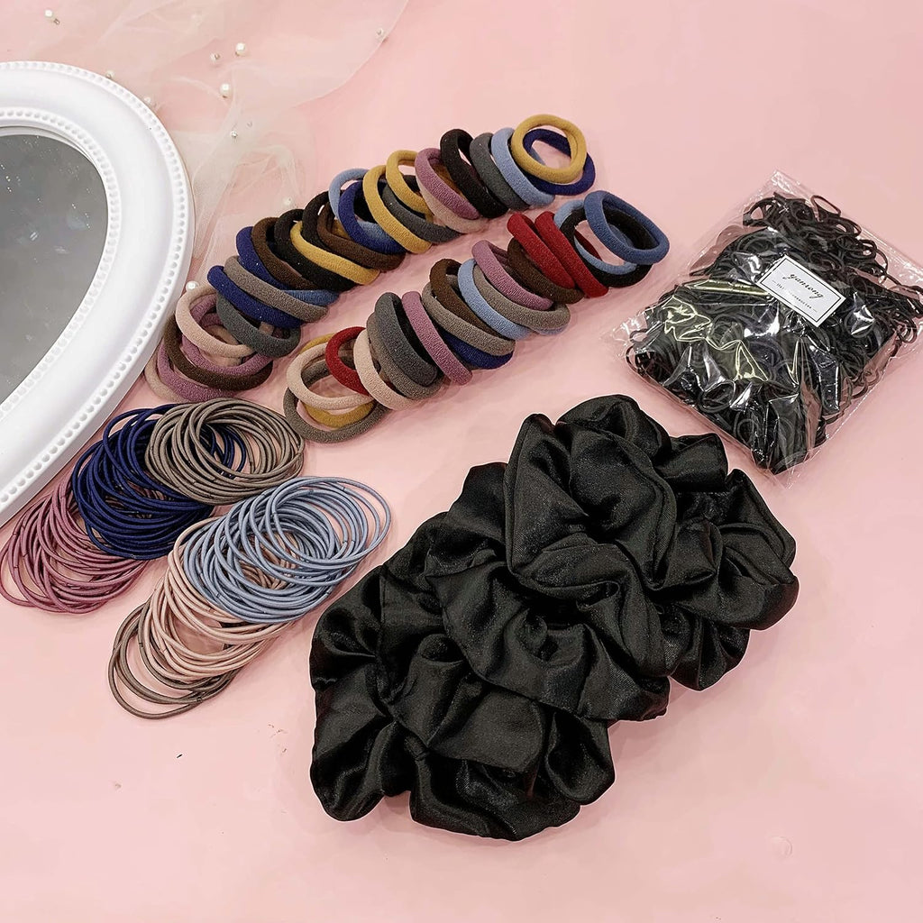 Yanrong 755Pcs Hair Accessories For Woman Set Seamless Ponytail Holders Variety Hair Scrunchies Hair Bands Scrunchy Hair Ties For Thick And Curly (Mix)