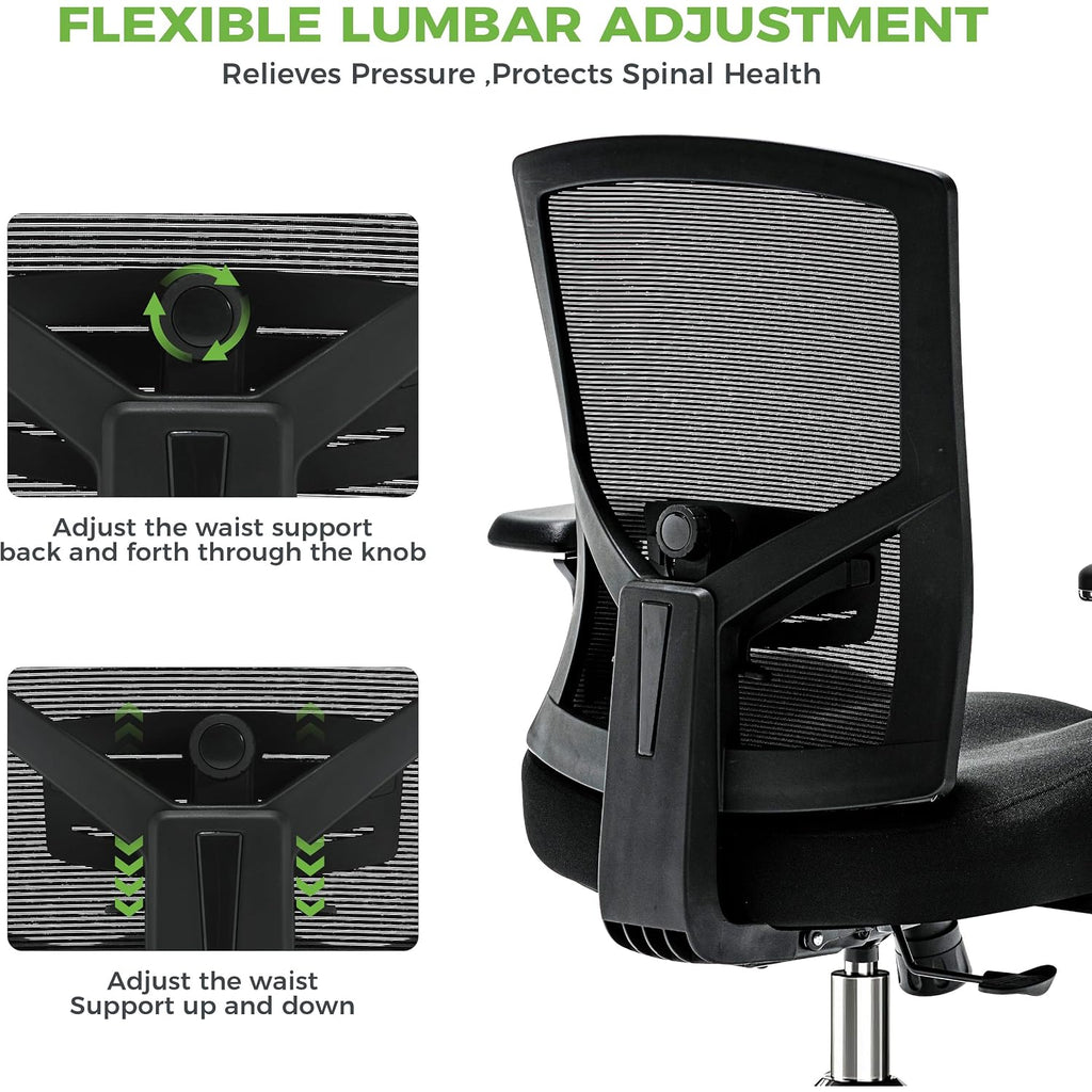 Big And Tall Office Chair 700Lbs With Ergonomic W Wide Thick Seat Cushion, Oversized Mesh Desk Chair With Adjustable Lumbar Support, Computer Chair With Upgraded 4D Armrests