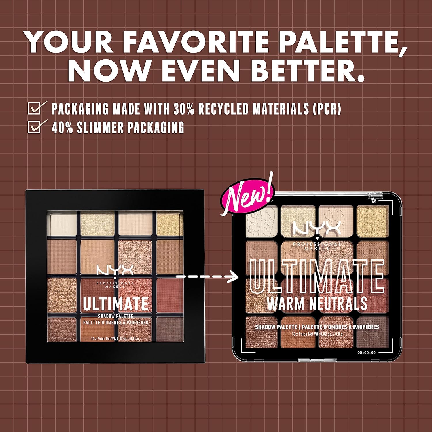 NYX PROFESSIONAL MAKEUP, Ultimate Shadow Palette, Eyeshadow Palette - Warm Neutrals