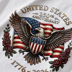 250th USA Anniversary T Shirt for Women, 4th of July Patriotic Eagle Flag Tee, 1776-2026 Short Sleeve Top S-2XL