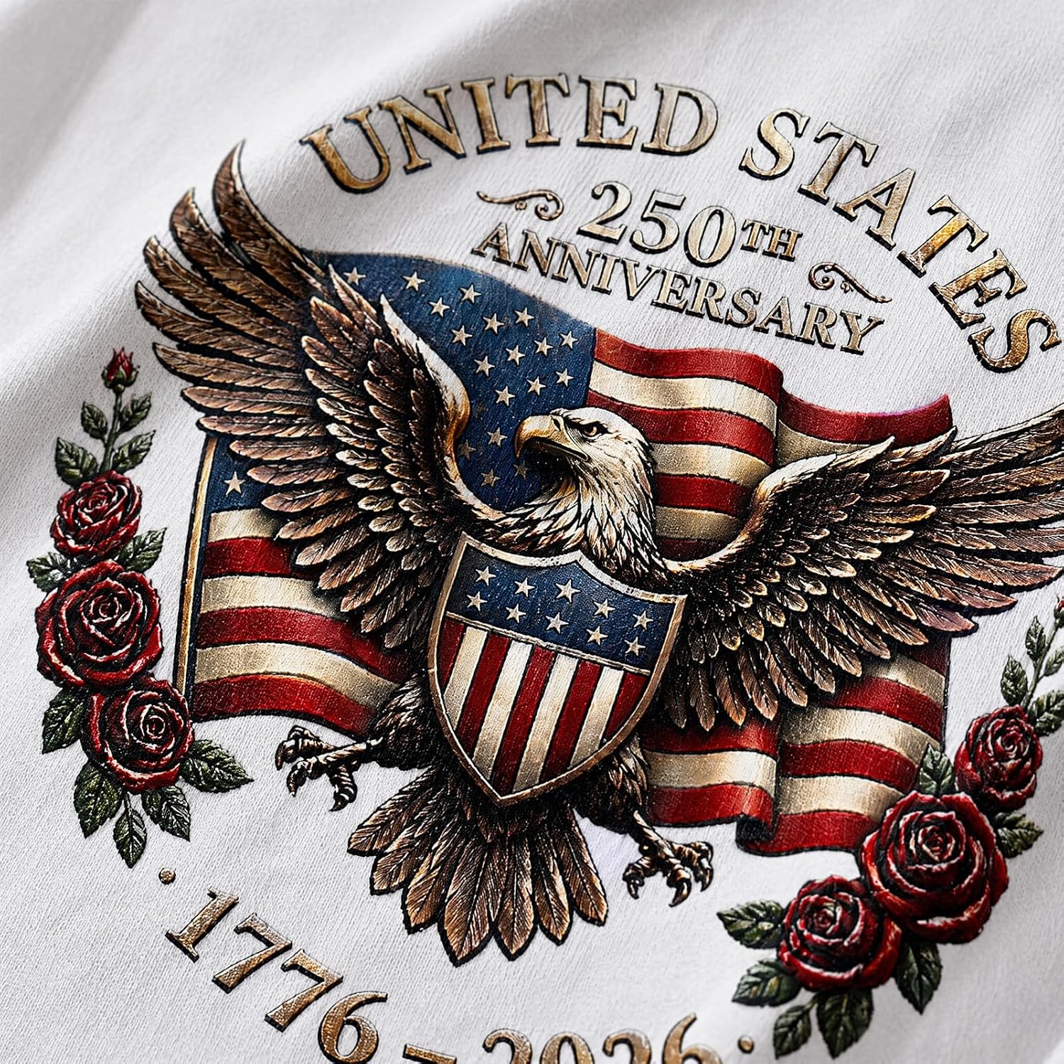 250th USA Anniversary T Shirt for Women, 4th of July Patriotic Eagle Flag Tee, 1776-2026 Short Sleeve Top S-2XL