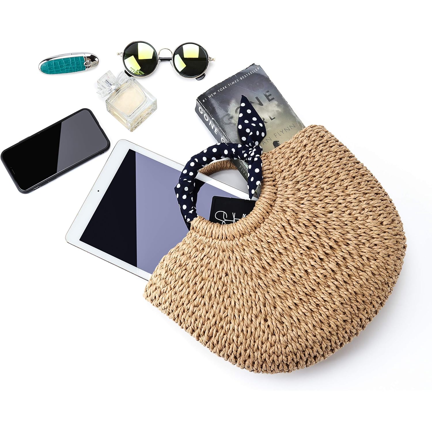 YXILEE Summer Beach bag,Handmade Large Straw Tote Bag Womens Handbag