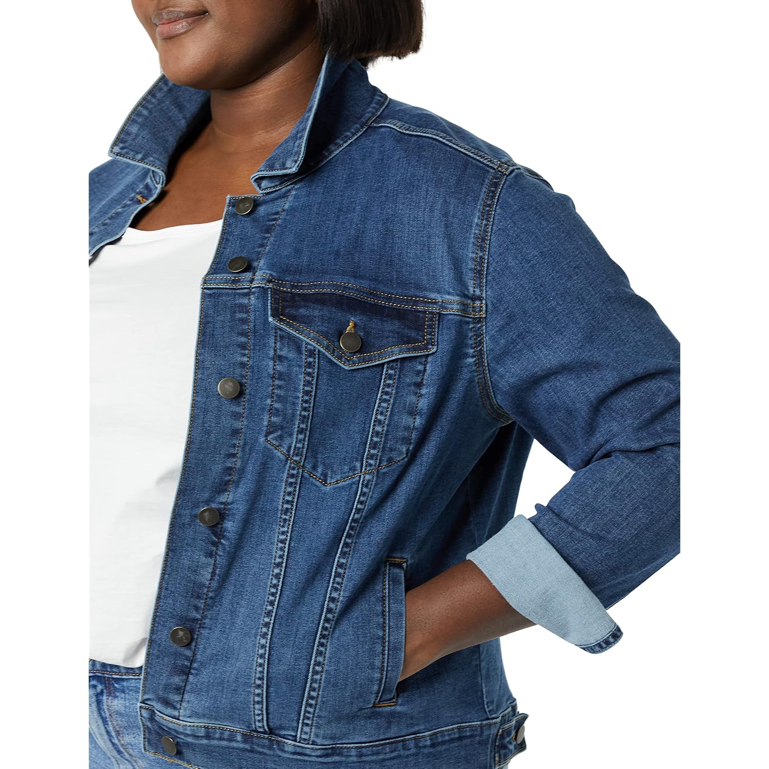 Amazon Essentials Women'S Regular-Fit Denim Jean Jacket (Available In Plus Size)
