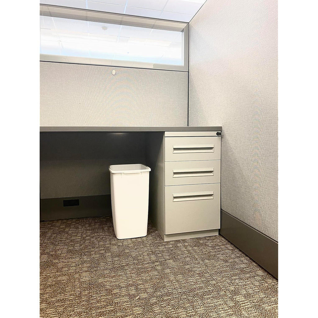 Rubbermaid Small Kitchen Bathroom Trash Can, 9 Gallons, White, Waste Basket for Under Counter/Kitchen/Office/Bedroom/Bathroom