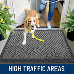 Olanly Front Door Mat Outside Entrance 29.5X17, Absorbent, Heavy Duty Sturdy Natural Rubber Doormat Indoor Outdoor, Stain And Fade Resistant, Non-Slip Low Profile Floor Mat For Entryway, Grey Diamond