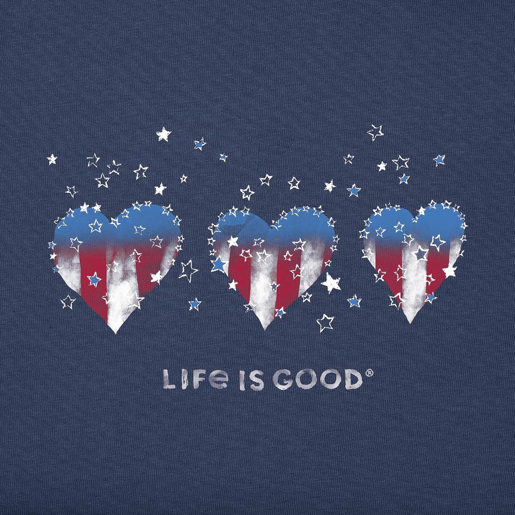 Life Is Good. Women'S Americana Hearts Stars And Stripes Crusher Tee