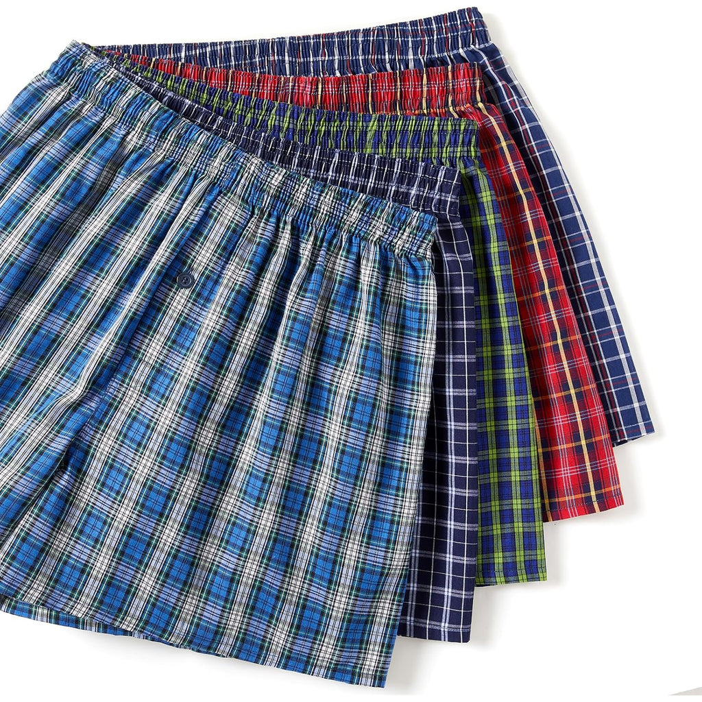 Men'S 100% Cotton Boxer Shorts, Men'S Classic Fit Woven Underwear, 5 Pack / 10 Pack
