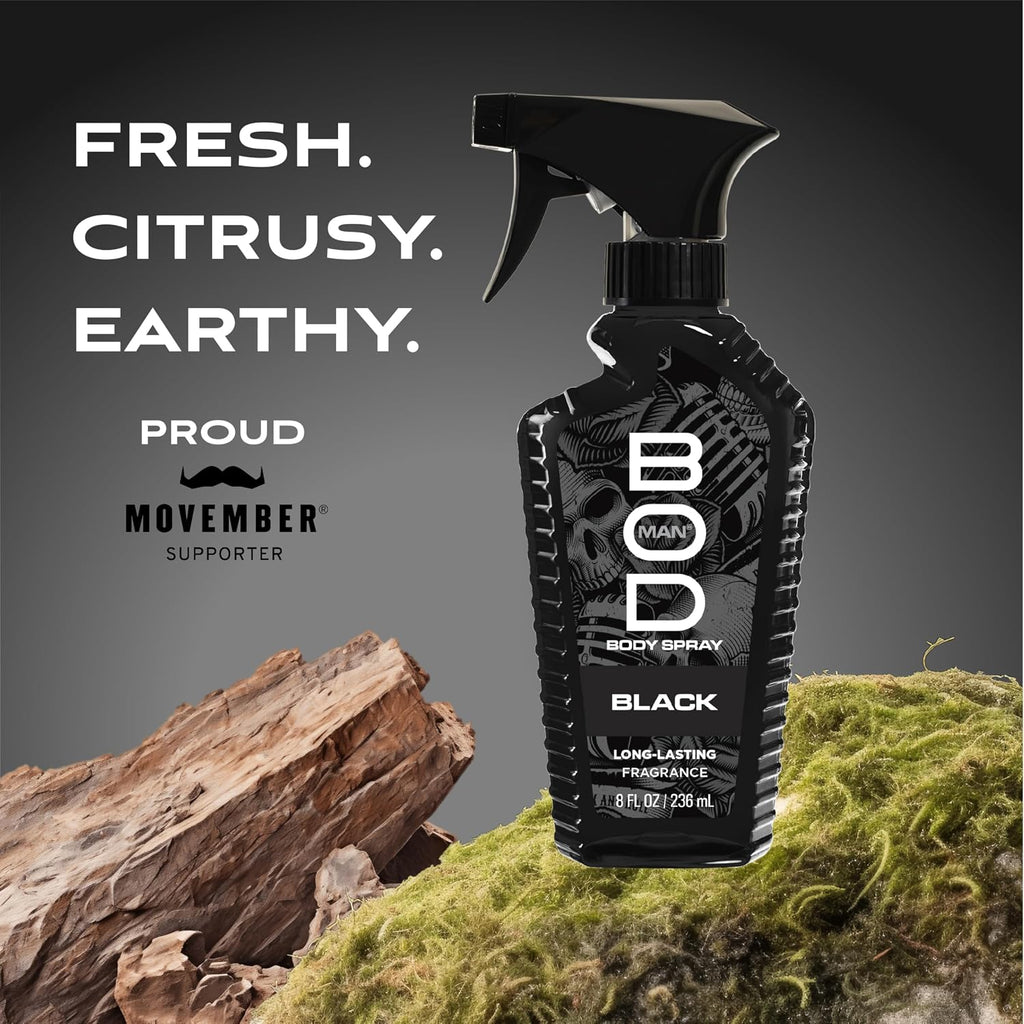 Bod Man Fragrance Body Spray, Black, 8 Fl Oz (Pack Of 2)