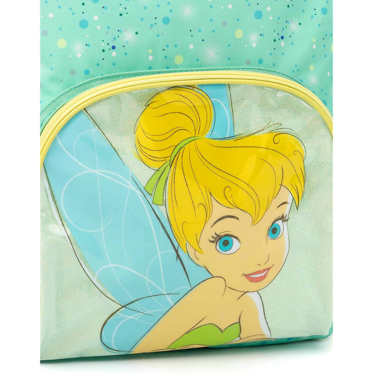 Disney Tinker Bell Girls Green Glitter Backpack Rucksack Adjustable Straps Compartments School Daypack Kids Travel Bag