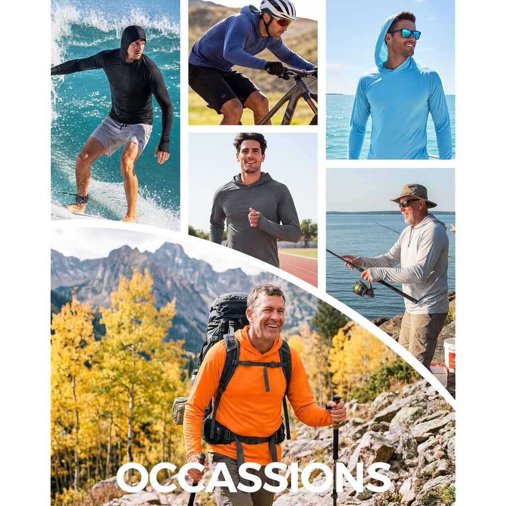 Boladeci Men'S Upf 50+ Sun Protection Lightweight Hoodie Shirts Long Sleeve Fishing Shirt Spf Uv Hiking Swim