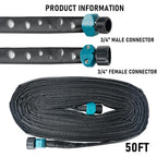 Hourleey Flat Soaker Hose 100 Ft For Garden, 100' (50Ft X 2) Linkable Consistent Drip Irrigation Hose, Leak-Free Dual-Layer Design Saving 80% Water Garden System Water Hose With Holes