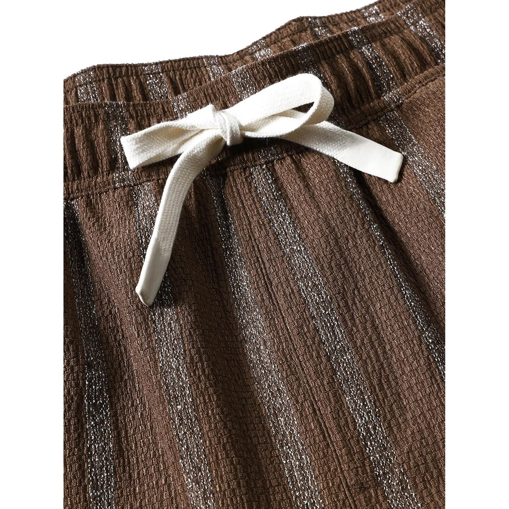 Jotook Mens Casual Shorts 5 Inch Lightweight Stretch Summer Shorts Elastic Waist Drawstring Vacation Beach Stripe Short