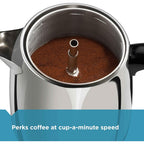 Farberware Electric Coffee Percolator, Stainless Steel Basket, Automatic Keep Warm, No-Drip Spout, 8 Cup