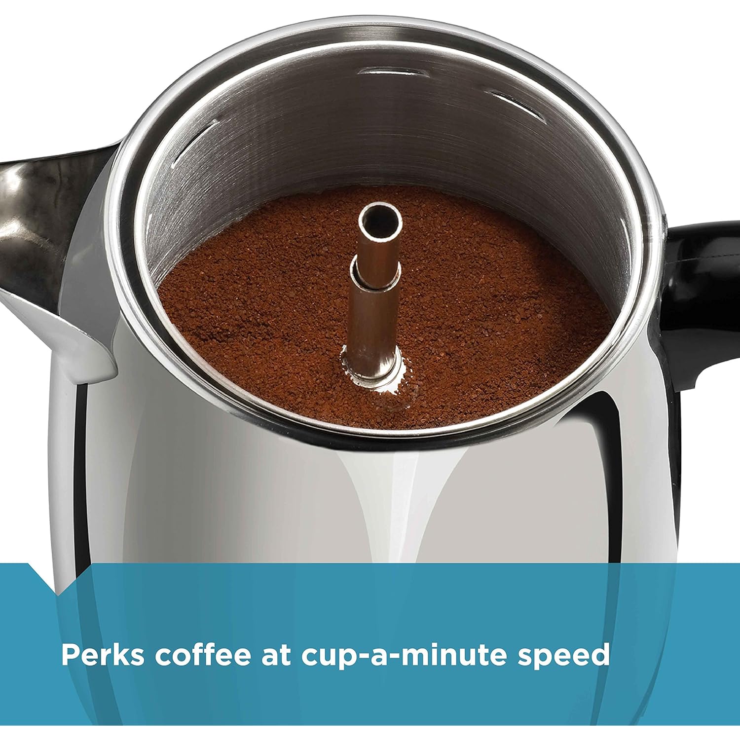 Farberware Electric Coffee Percolator, Stainless Steel Basket, Automatic Keep Warm, No-Drip Spout, 8 Cup