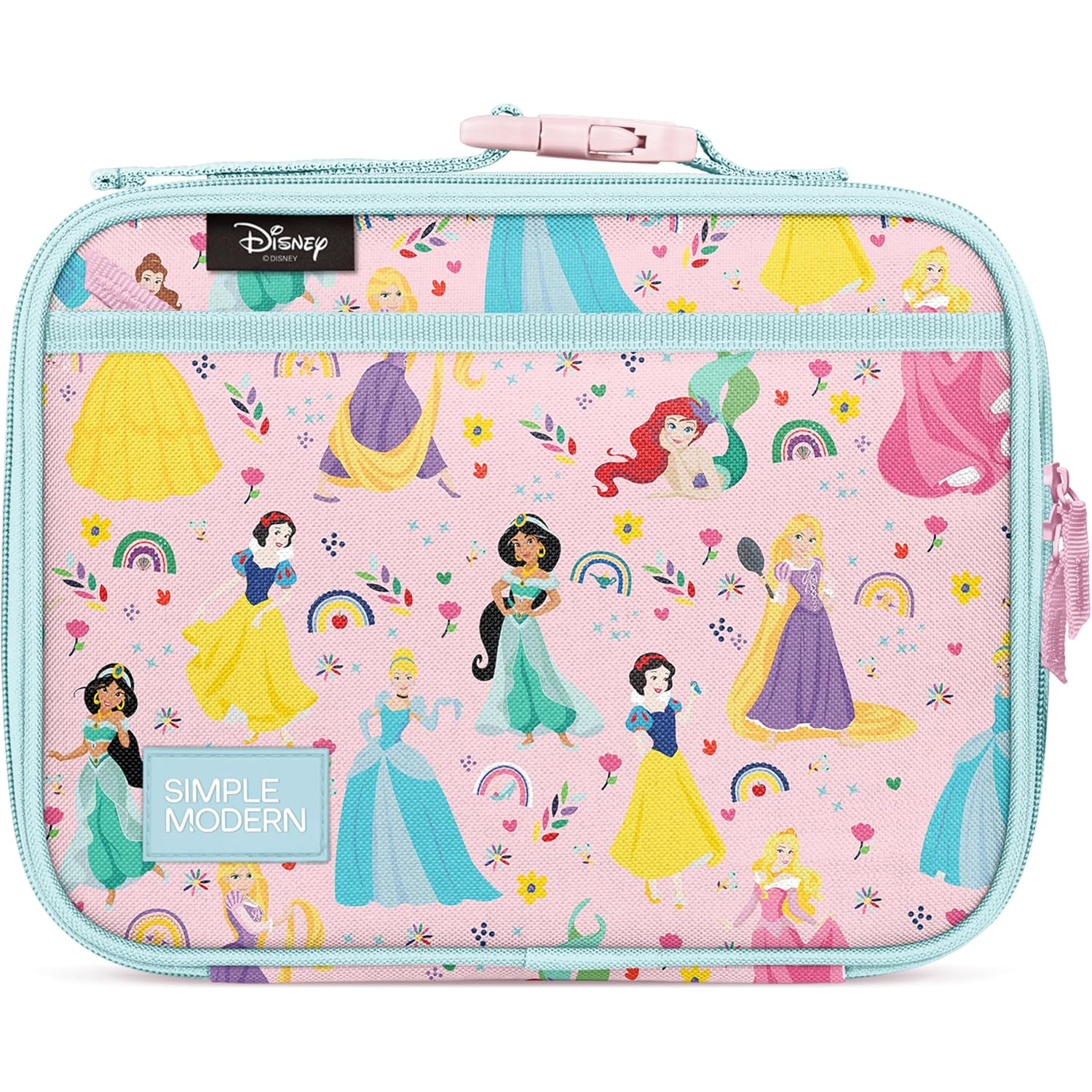 Simple Modern Disney Kids Lunch Box For School | Reusable Insulated Lunch Bag For Toddler, Girl, And Boy | Meal Containers With Exterior & Interior Pockets | Hadley Collection | Princess Rainbows