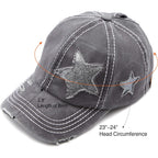 C.C Exclusives Hatsandscarf Washed Distressed Cotton Denim Ponytail Hat Adjustable Baseball Cap (Bt-14)