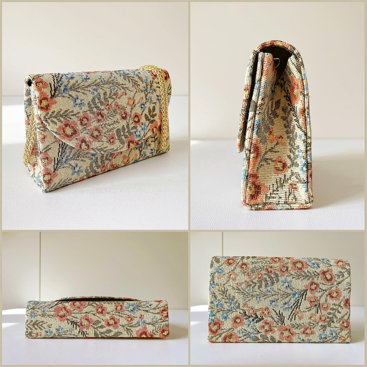 Floral Clutch Purses For Women, Small Evening Wedding Shoulder Handbags