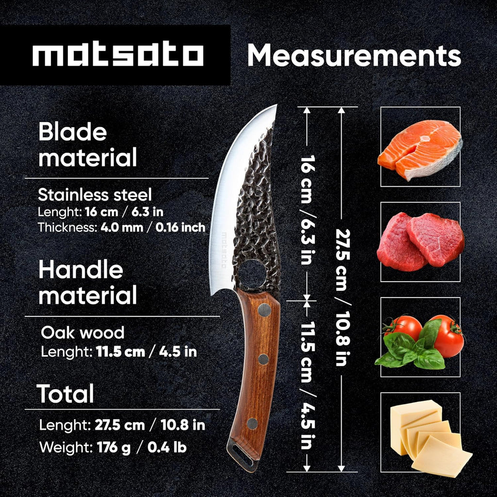 Matsato Chef Knife - Perfect Kitchen Knive for Cooking, Chopping. Japanese Steel Knife for Home, BBQ. For Balance & Control, 6.3 Inch, Ideal Father’s Day Gift for Dad, Husband, or Grandpa