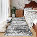 2X6 Rug Runners For Hallways Kitchen Non Slip Washable Grey Entryway Runner Rugs With Rubber Backing 6Ft Long Carpet Runner For Laundry Room Bedroom, Low Pile Stain & Fade Resistant, Abstract Gray