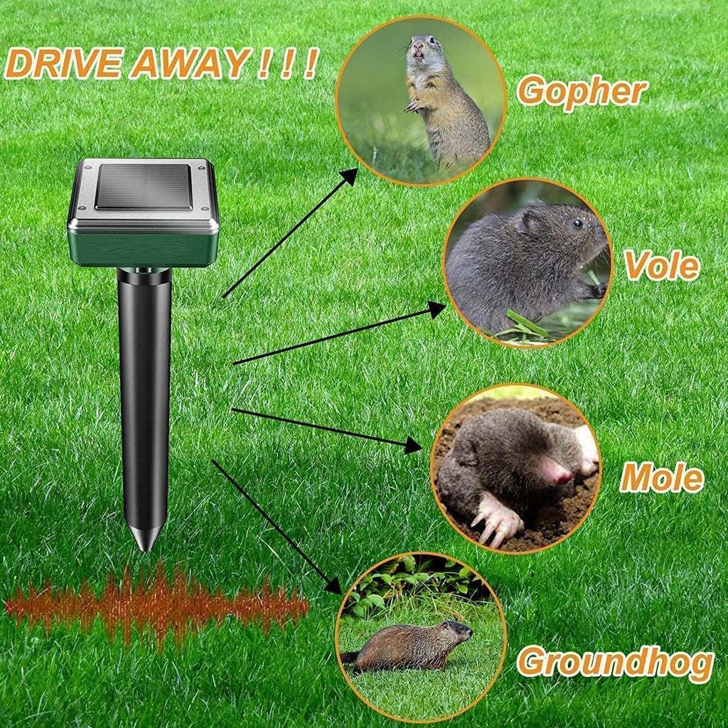 Mole Repellent Solar Powered 8 Pack Sonic Mole Deterrent Spikes, Snake Gopher Vole Repellent For Lawn Garden & Yard Gopher Deterrent, Groundhog Repellent
