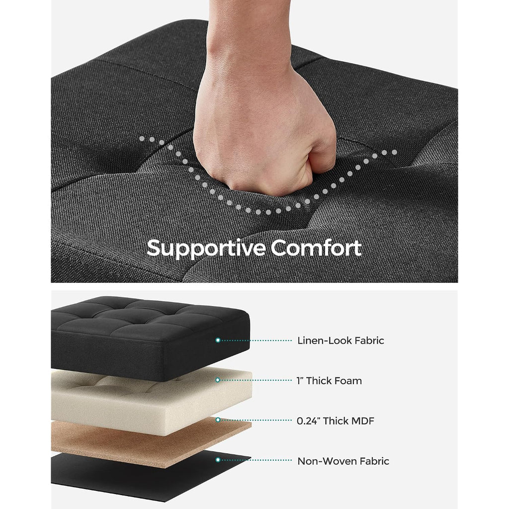 Songmics Storage Ottoman, Small Ottoman Foot Rest With Legs, 12.6 X 15.7 X 13.2 Inches Foot Stool, Load Up To 660 Lb, For Living Room, Bedroom, Dorm, Ink Black Ulsf012B01