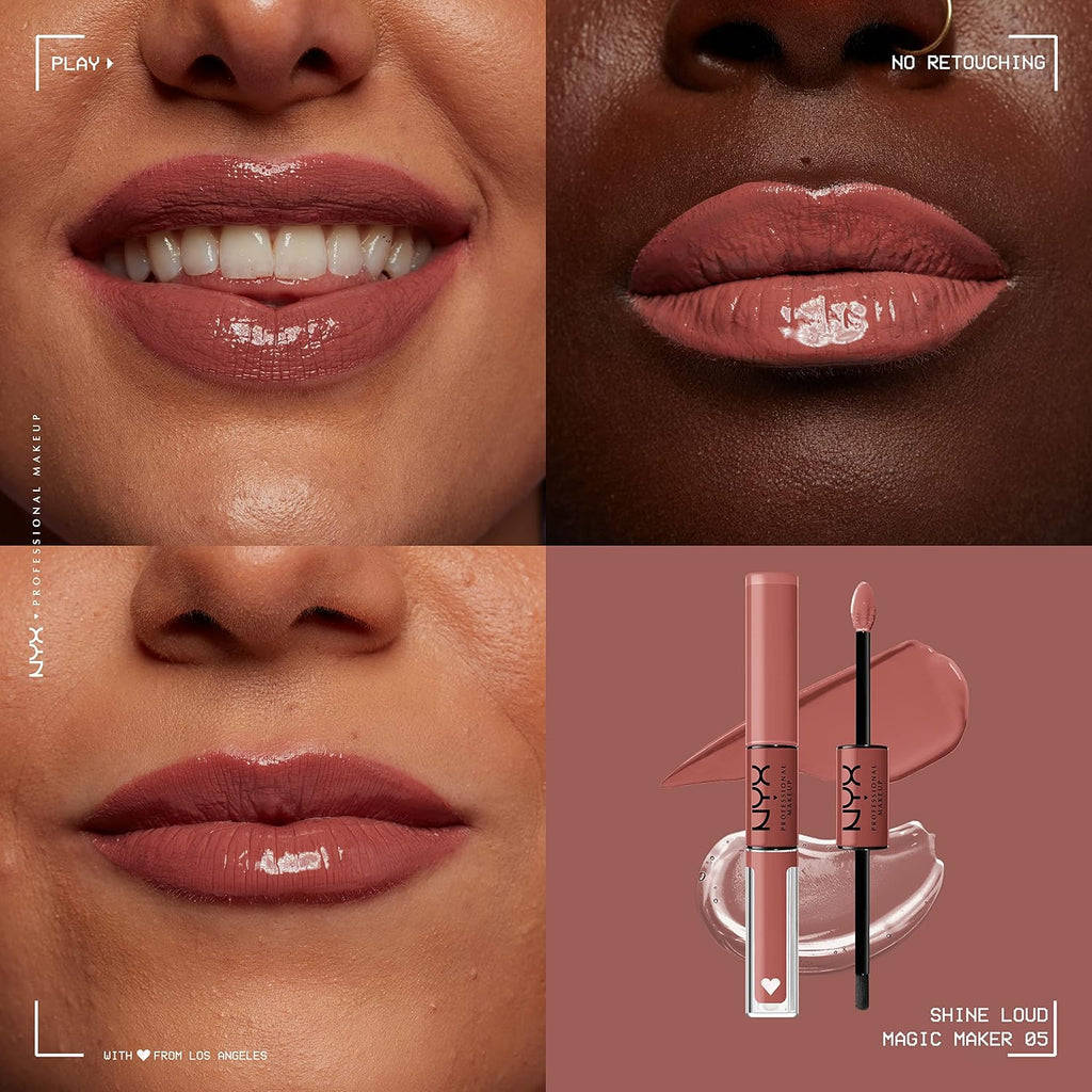 Nyx Professional Makeup Shine Loud, Long-Lasting Liquid Lipstick With Clear Lip Gloss - Magic Maker (Dusty Nude Mauve)