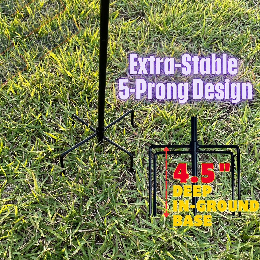 Lccbro Garden Flag Stand Holder Pole With 5 Prong Base For Outside Double Flag, More Stable Yard Flag Stand Weather Proof, For Small Garden Flags 12 X 18, Holds Flags Up To 13" Wide