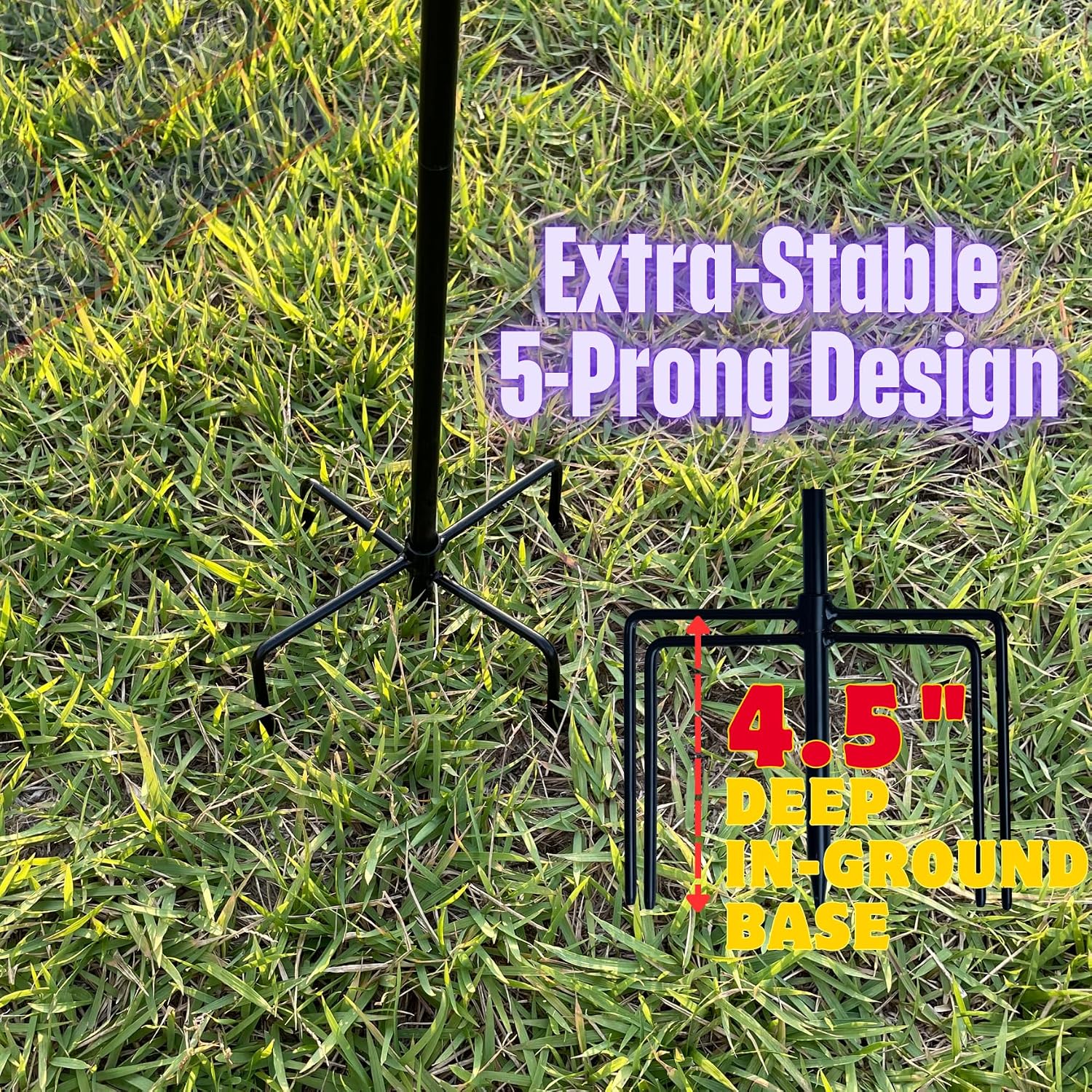 Lccbro Garden Flag Stand Holder Pole With 5 Prong Base For Outside Double Flag, More Stable Yard Flag Stand Weather Proof, For Small Garden Flags 12 X 18, Holds Flags Up To 13" Wide
