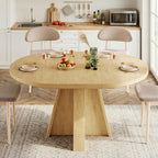 Ipormis 43.3In-59In Extendable Round Dining Table For 4-6, Modern Wooden Kitchen Table For Dining Room, Adjustable Size Oval Circle Dinner Tables Furniture For Kitchen Living Room, Natural