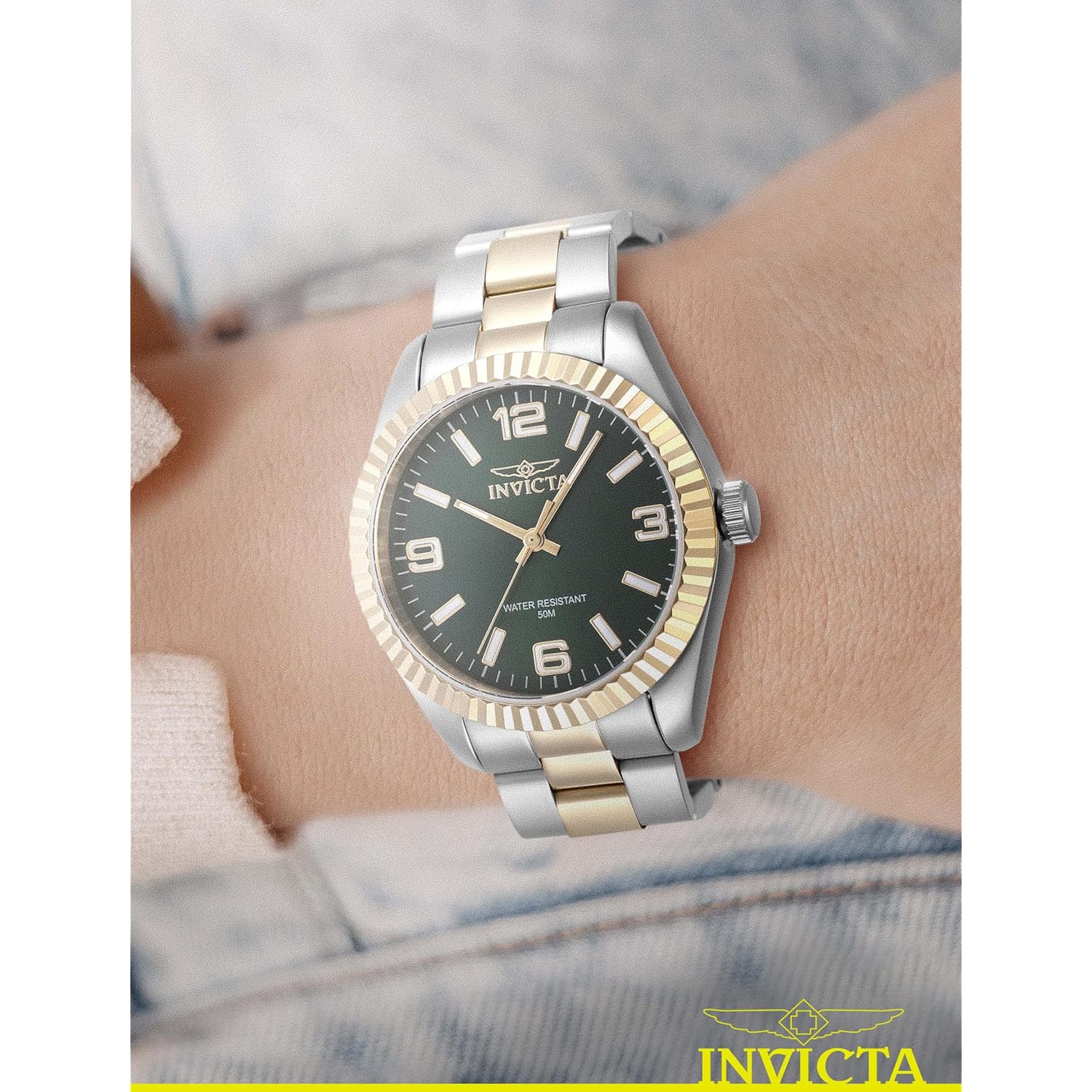 Invicta Women'S 47470 Specialty Quartz 3 Hand Green Dial Watch