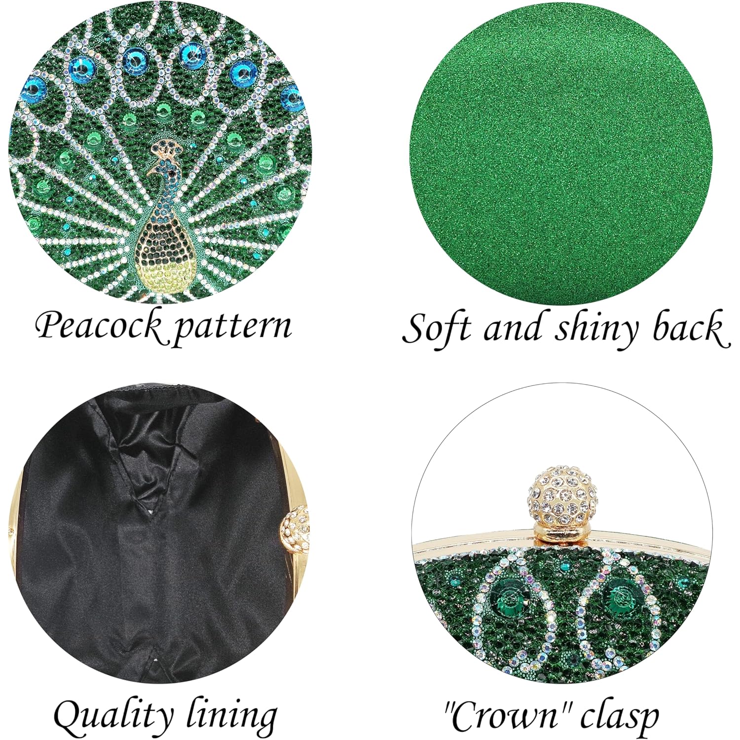 MAIRLOM Women's Evening Bags Sparkly Rhinestone Clutch Purses Luxury Diamond Peacock Handbag for Wedding Party Formal