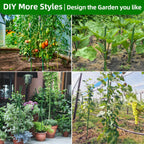 Fabulas Garden Stakes 16 Inch 70 Pack, Diy 4Ft 5Ft 6Ft 7Ft 8Ft Tomato Stakes Plastic Coated Metal Plant Sticks Stakes Supports With 40 Connectors 30 Rotatable Clips For Indoor Outdoor Plants Vegetable