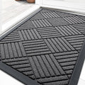 Olanly Front Door Mat Outside Entrance 29.5X17, Absorbent, Heavy Duty Sturdy Natural Rubber Doormat Indoor Outdoor, Stain And Fade Resistant, Non-Slip Low Profile Floor Mat For Entryway, Grey Diamond