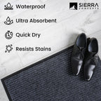 Front Door Mat, Indoor Outdoor Welcome Entryway Doormat, 30X17 Steel Gray | 2-Pack Low-Profile Muddy Doormats Trap Dirt, Mud & Moisture From Shoes & Pet Paws For Inside Outside Porch, Patio & Entryways