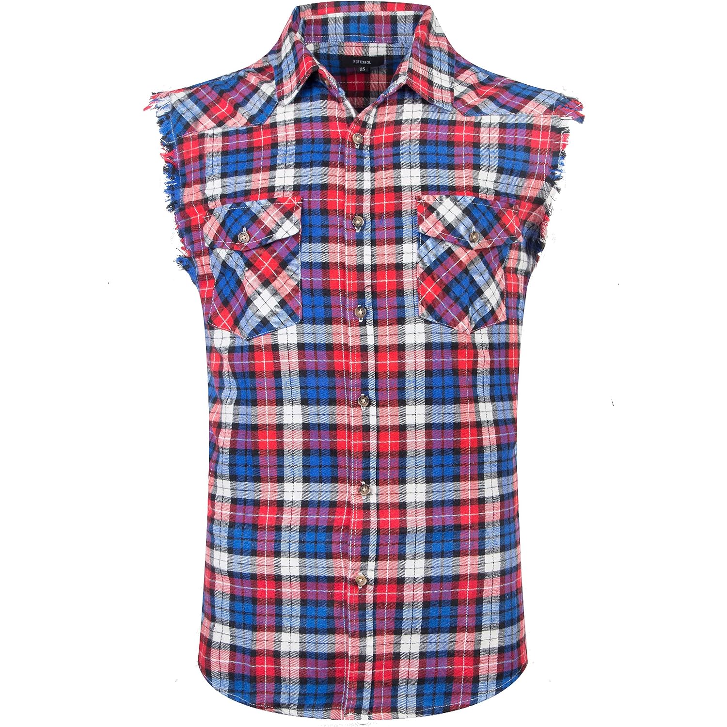 Men'S Casual Flannel Plaid Shirt Sleeveless Plus Size Vest