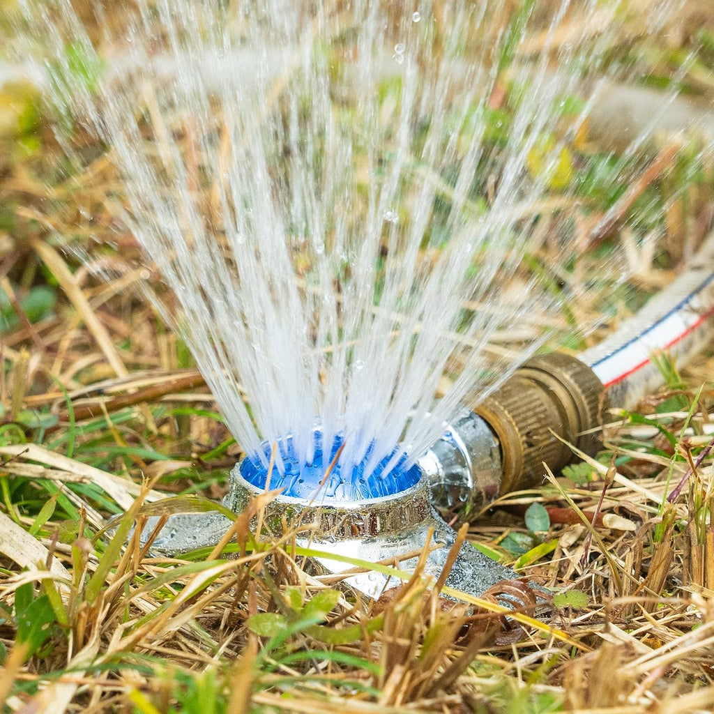 Hourleey 360 Degree Metal Spot Sprinkler, 2 Pack Circle Pattern Sprinkler With Gentle Water Flow For Small Area Yard Lawn Garden Watering, Coverage Up To 30Ft (Blue)