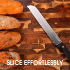 Omesata Bread Knife, Serrated 8 Inch Bread Knifes For Homemade Bread Sourdough, Blade Razor Sharp And Wavy Edge From Professional Stainless Steel