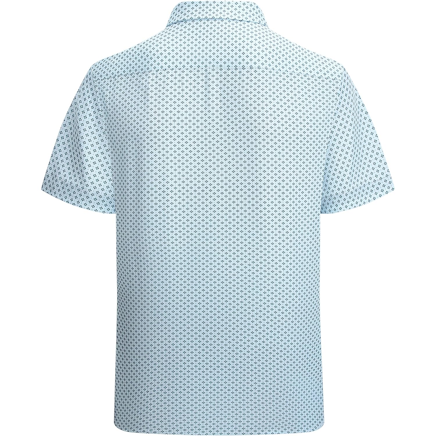 Alex Vando Mens Printed Dress Shirts Easy Care Button Down Shirt | Four-Way Flexible Weave, Inner Collar & Cuff Contrast, Anti-Wrinkle Texture, Lightweight, Great Present For Male Relatives
